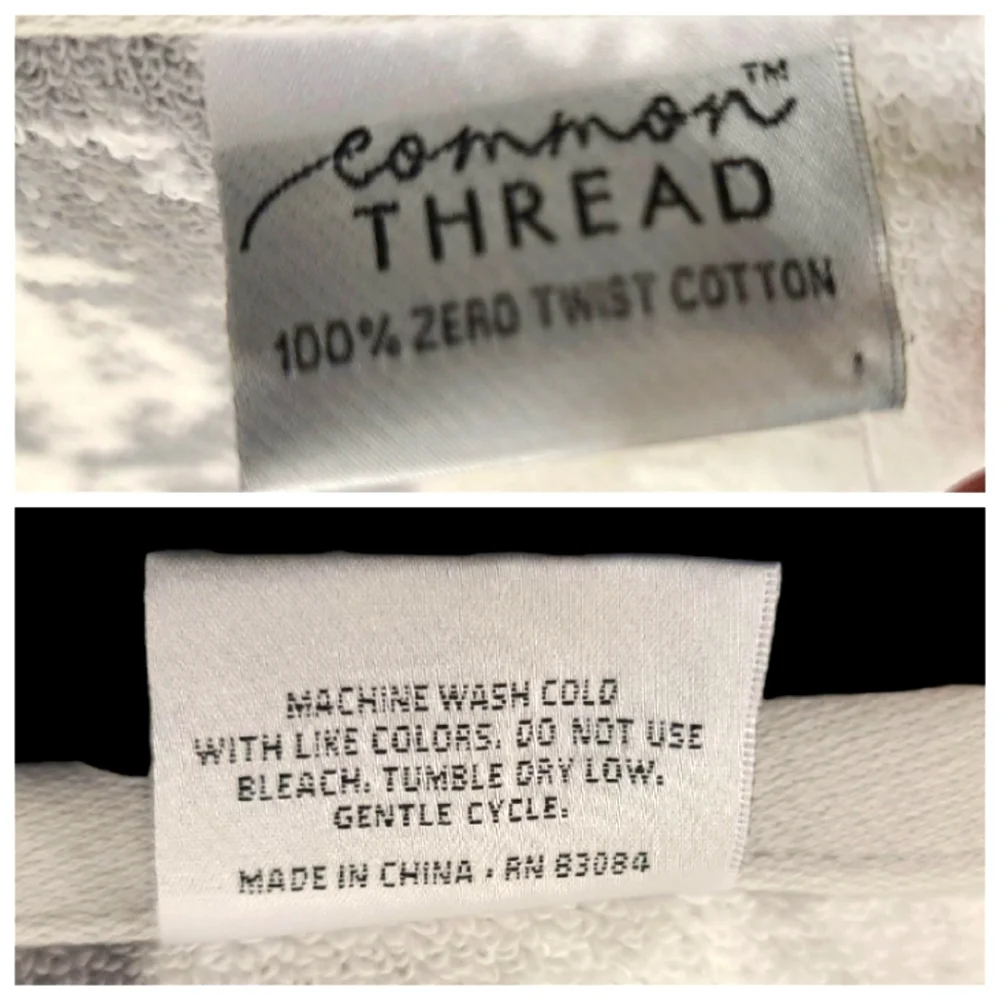 8pc COMMON THREAD 100% Zero Twist Cotton Bath Towel Set Grays / White New